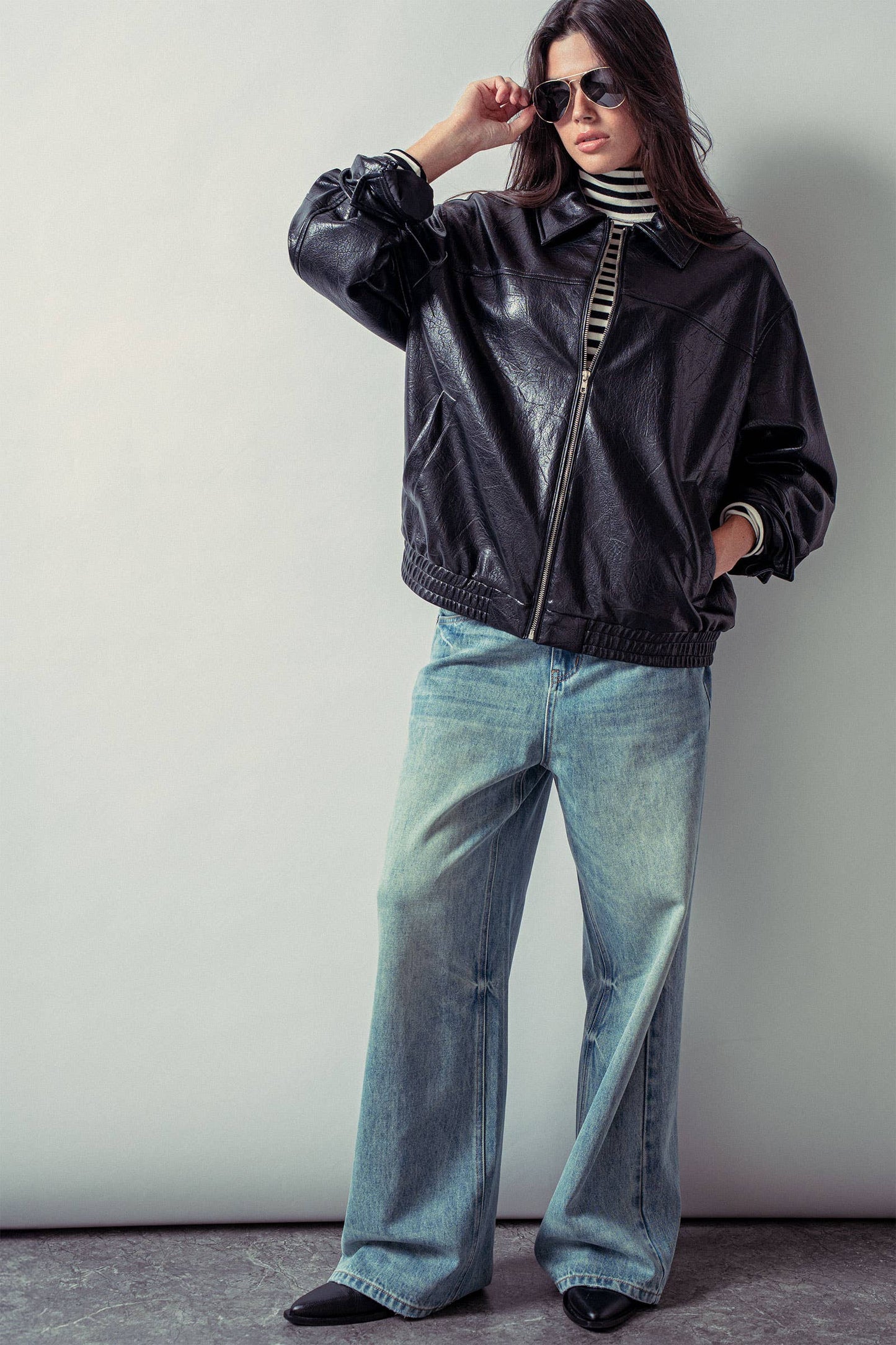 Piper Faux Leather Zip-Up Jacket