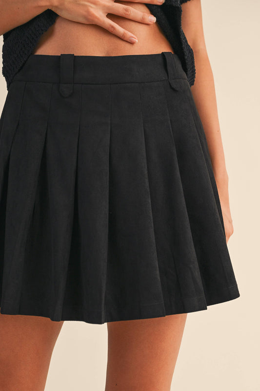 Vienna Suede Pleated Mini Skirt