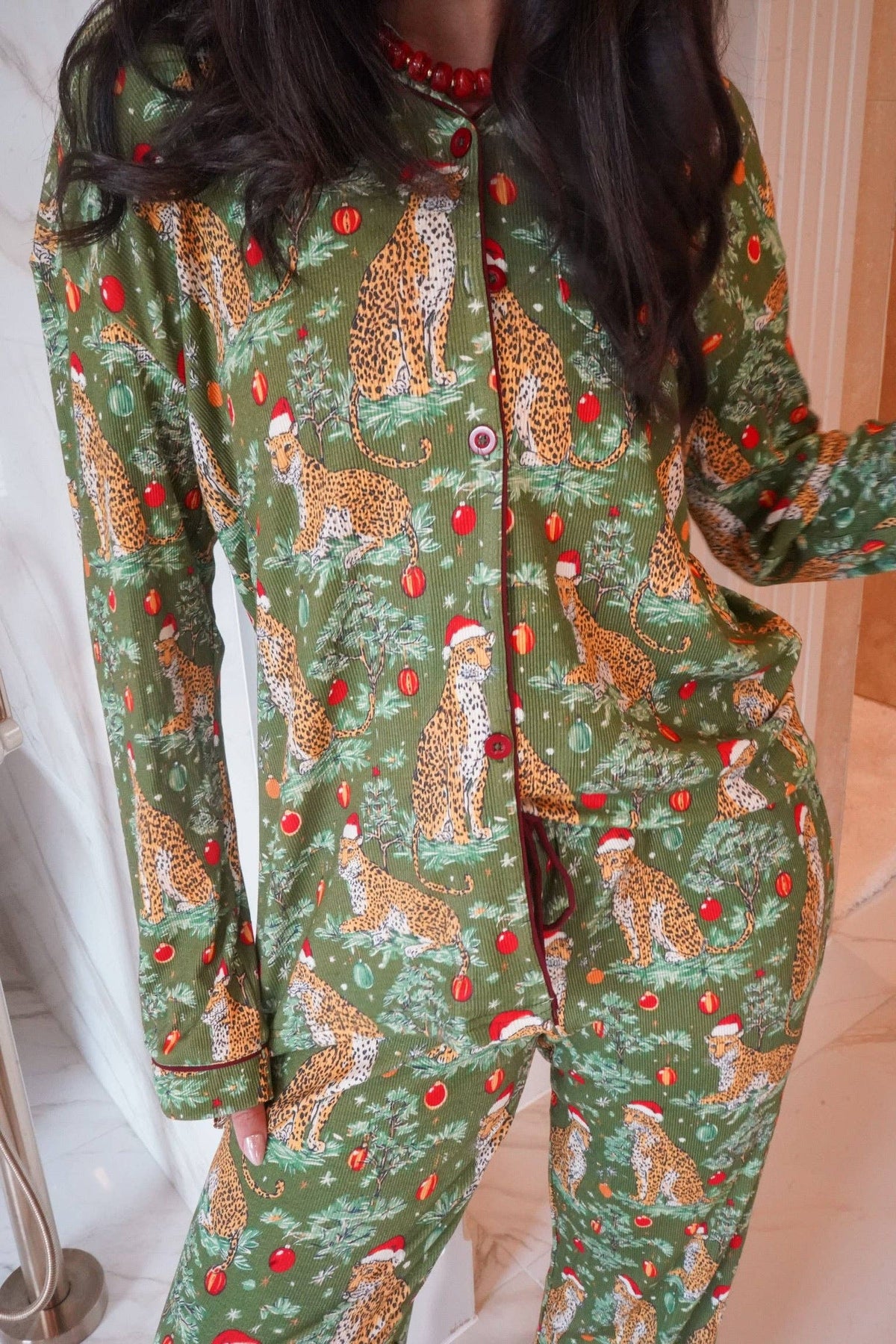 Christmas Cheetah Pajama Set