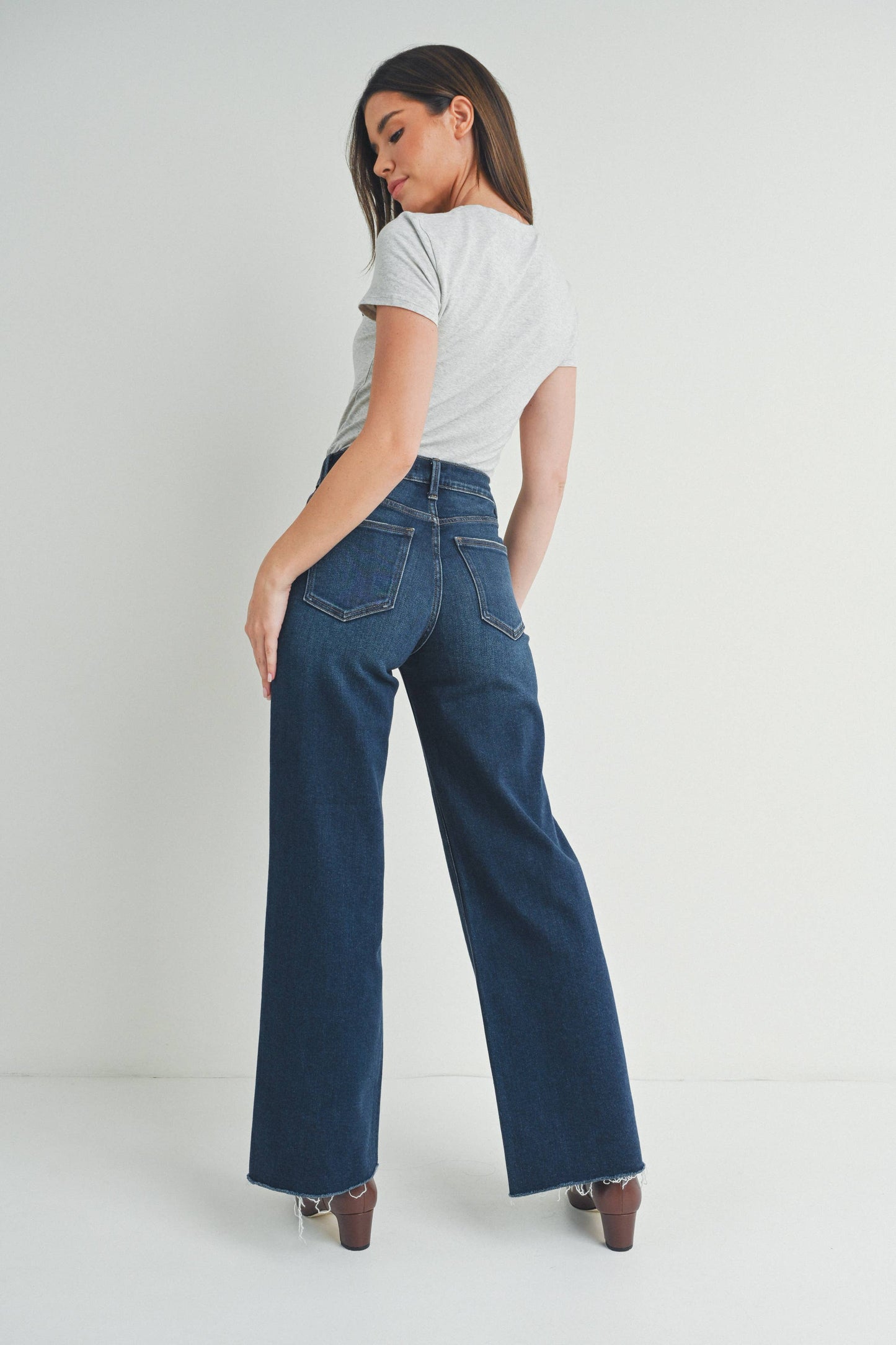 Josie Raw Hem Wide Leg Jean
