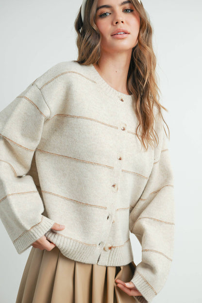 Lola Button Front Striped Cardigan