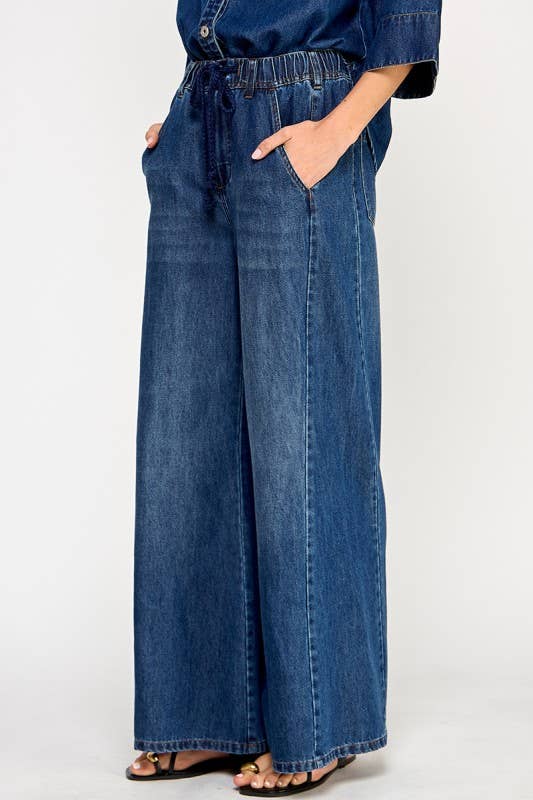 Angie Drawstring Wide Leg Jeans
