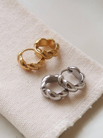 Brea Twisted Hoop Earrings | Waterproof Jewelry