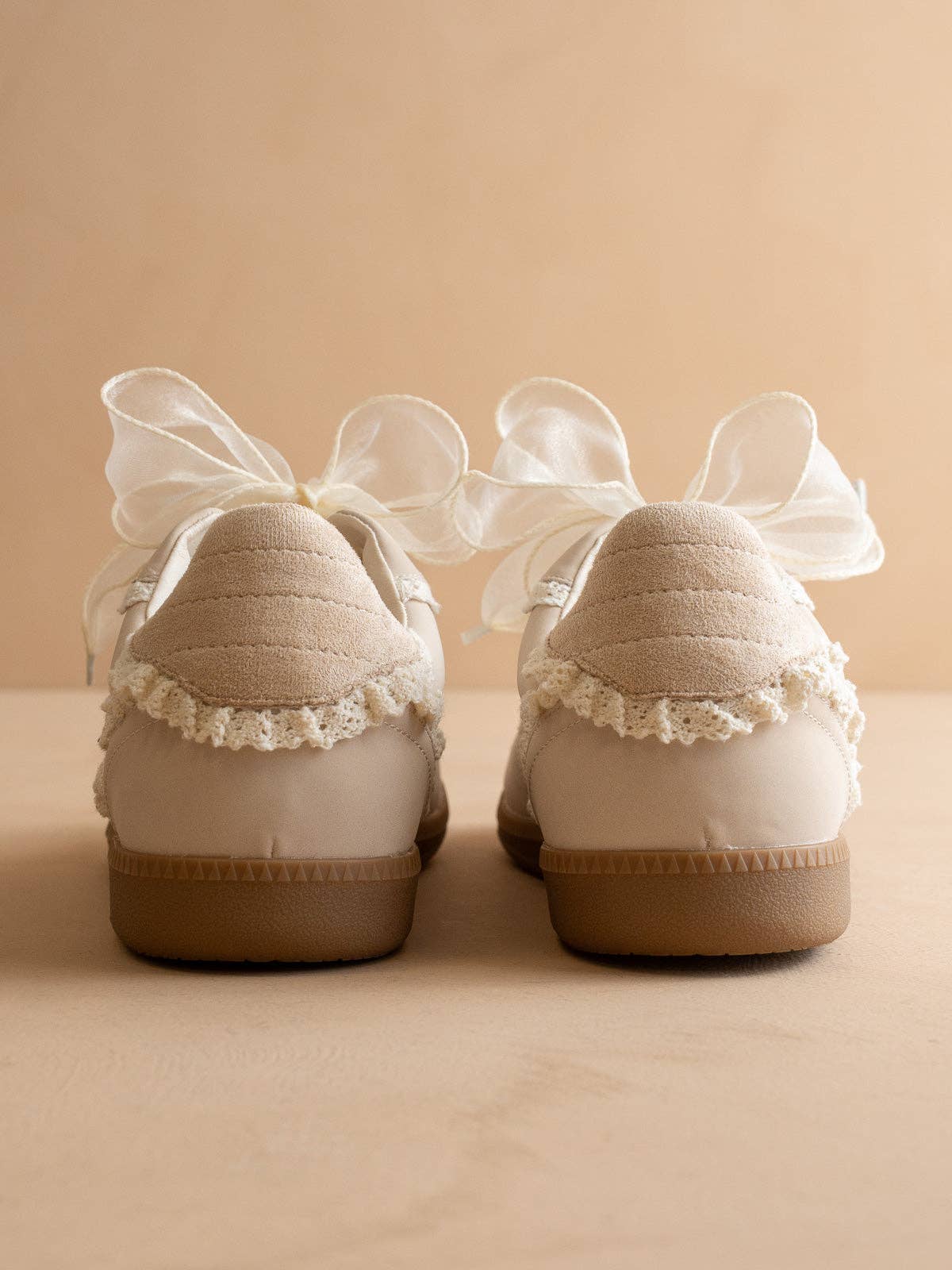 The April | Cream Lace-Trimmed Retro Sneaker