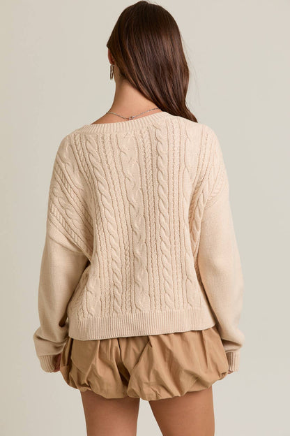 Addie Jersey Cable Knit Sweater