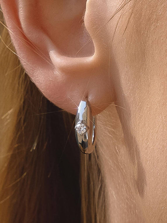 Dazzle Solitaire Hoop Earrings | Waterproof Jewelry