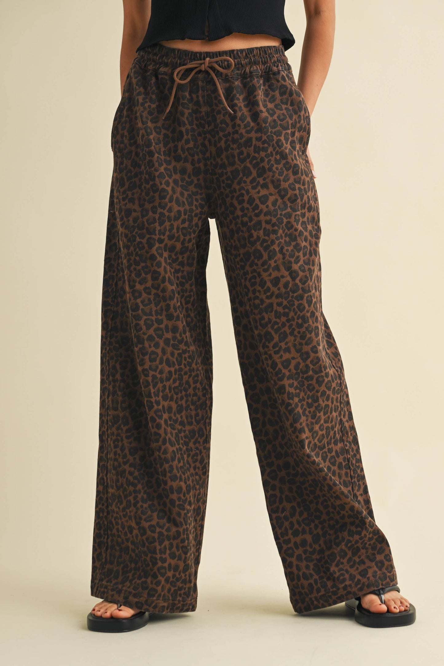 Carli Leopard Wide Leg Track Pants