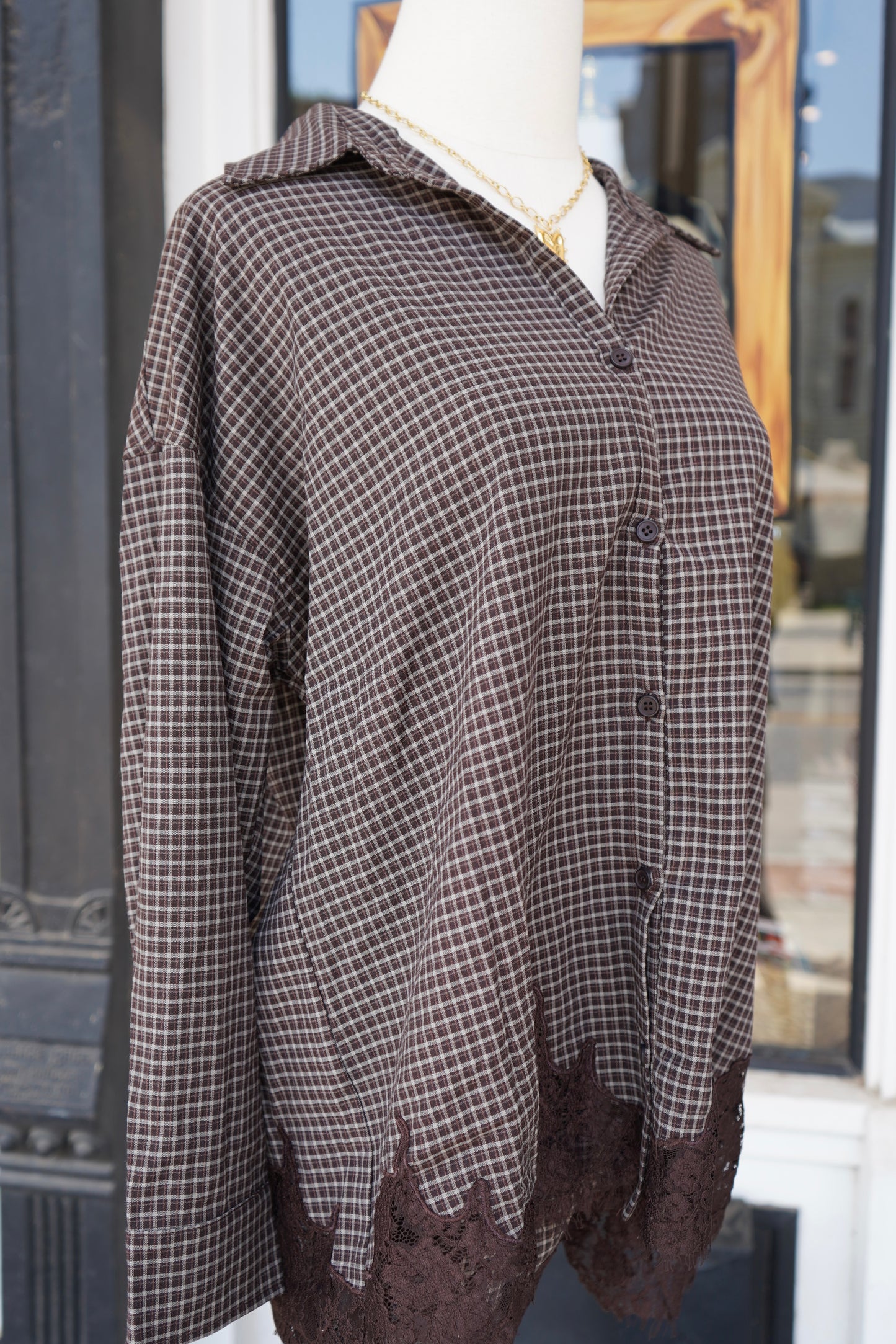 Eloise Plaid Lace Button Down