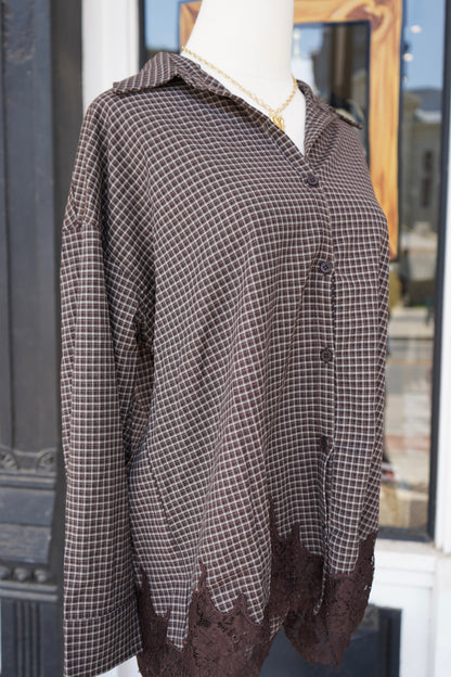 Eloise Plaid Lace Button Down
