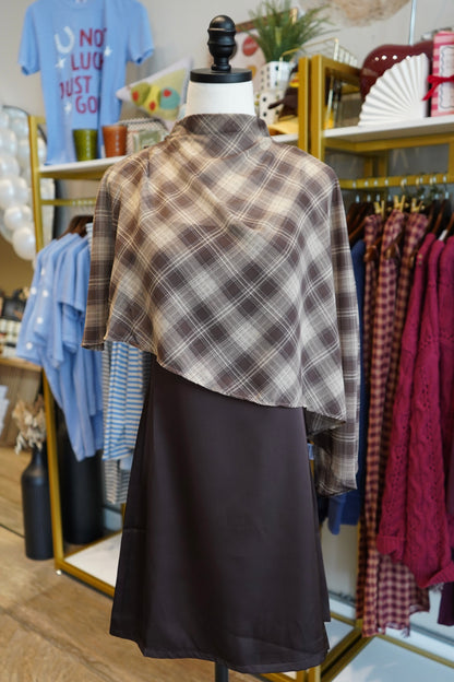Hadley Plaid Layered Poncho Mini Dress