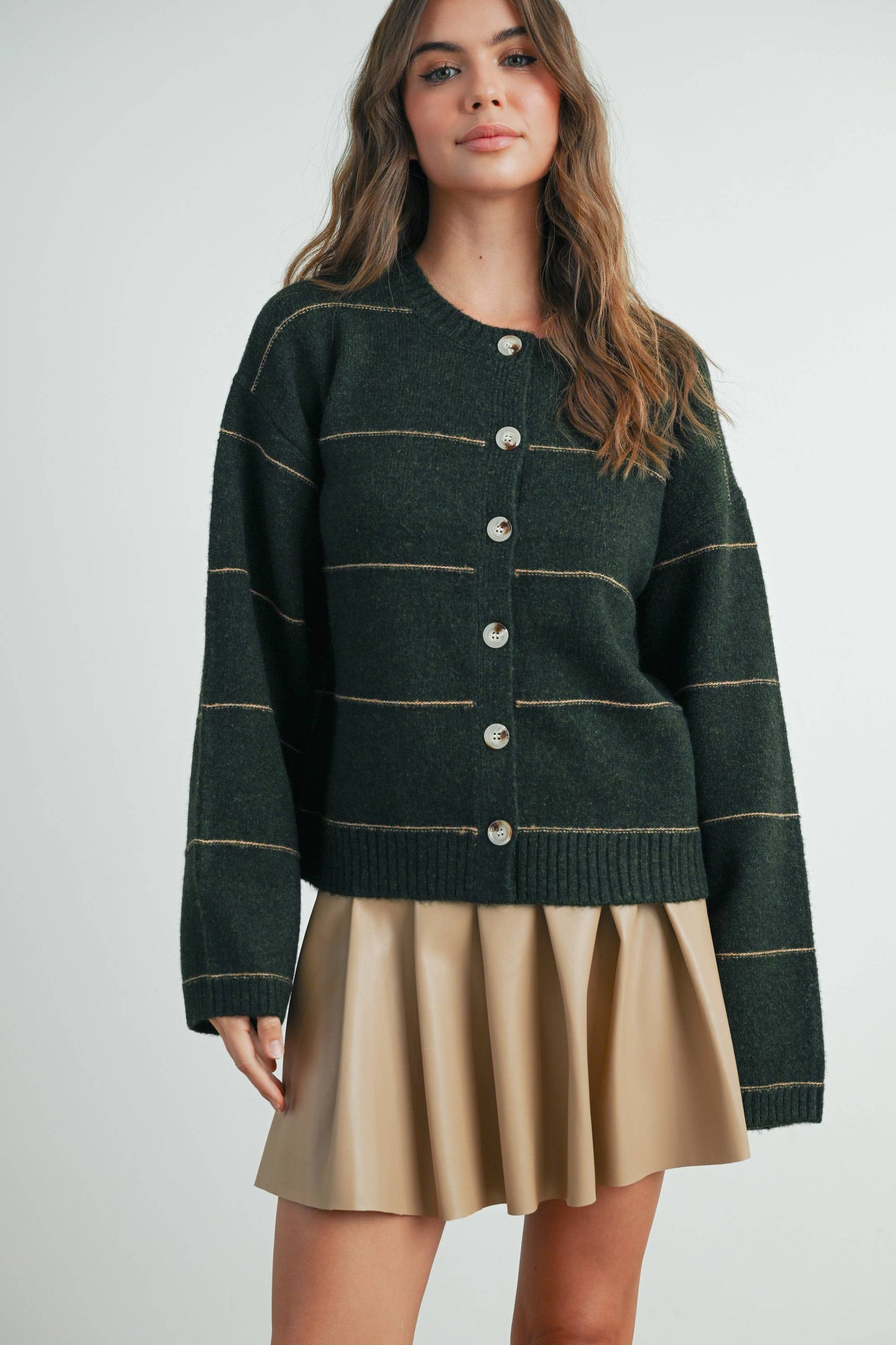 Lola Button Front Striped Cardigan