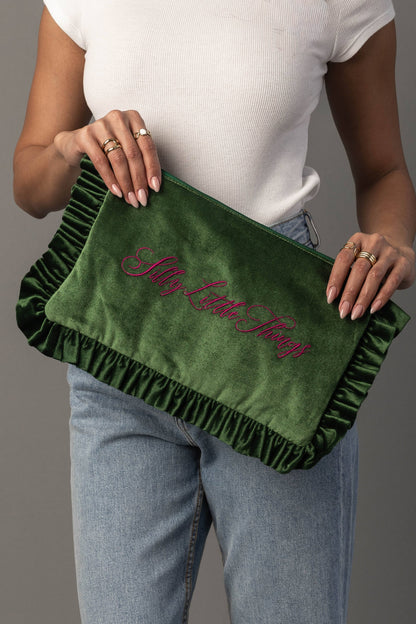 Velvet Ruffle Travel Pouch