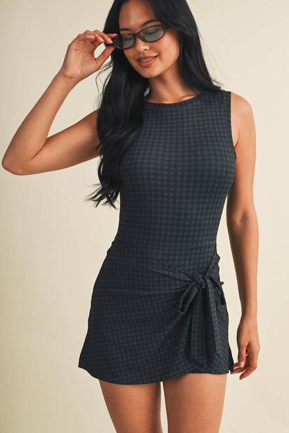 Wren Gingham Wrap Tie Front Dress