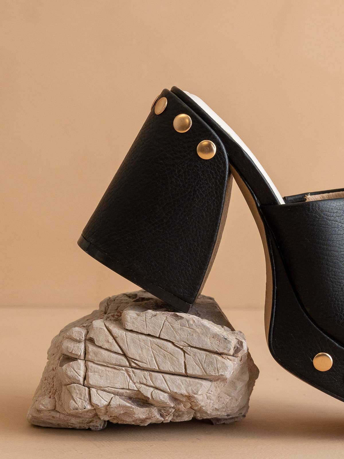 The Leona Black Studded Platform Heel