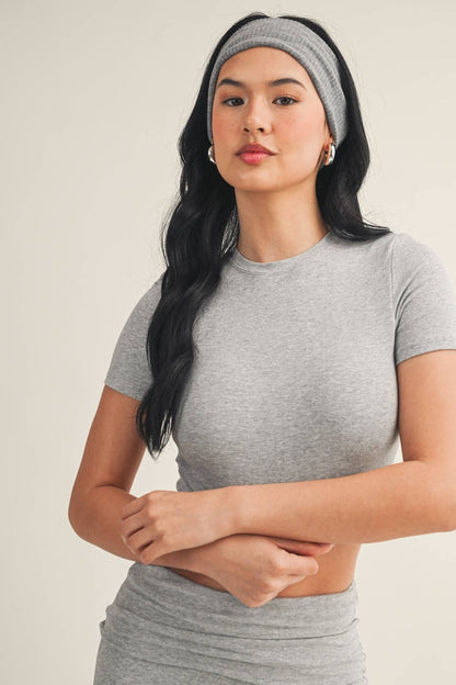 Sara Soft Heathered Knit Crewneck Tee