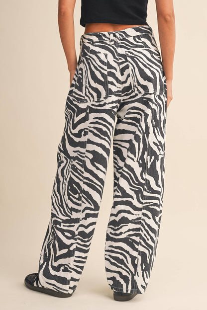 Val Zebra Print Barrel Pants
