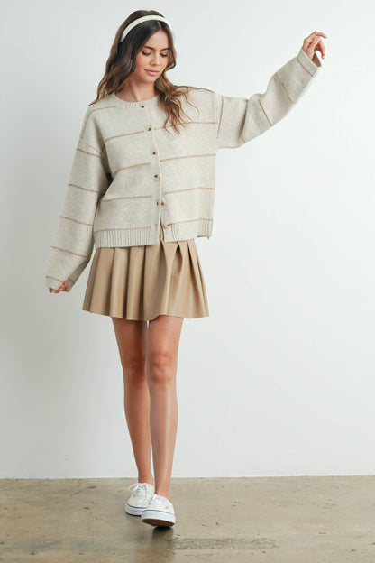 Lola Button Front Striped Cardigan