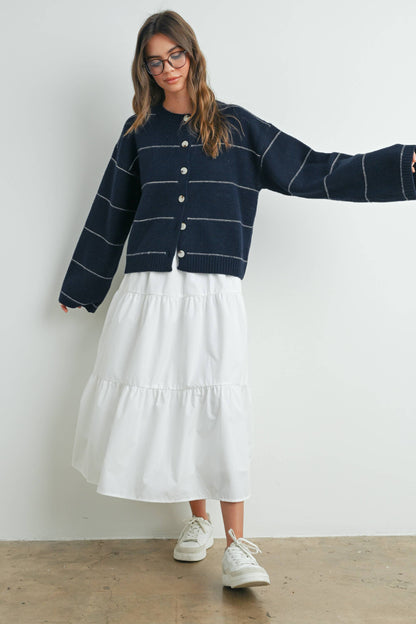 Lola Button Front Striped Cardigan