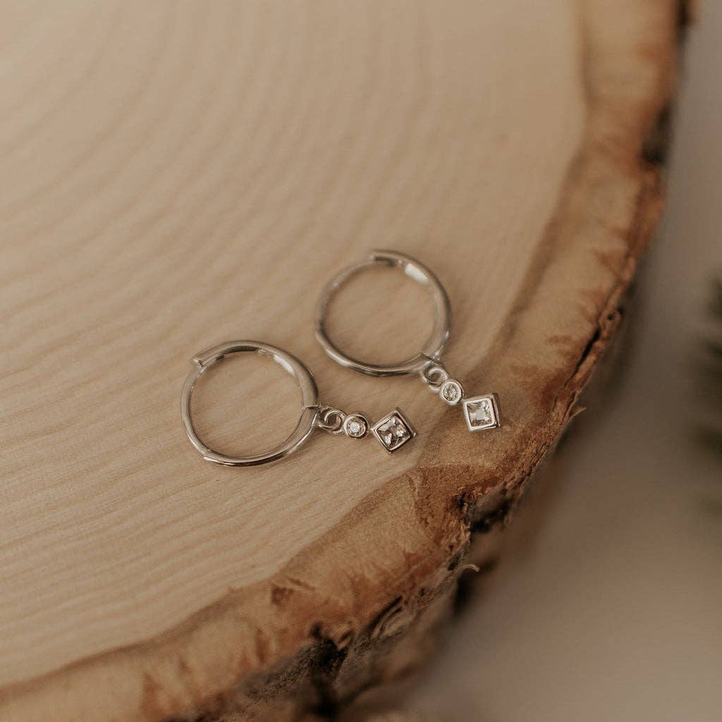 Willow Diamond Dangle Hoops | Waterproof Jewelry
