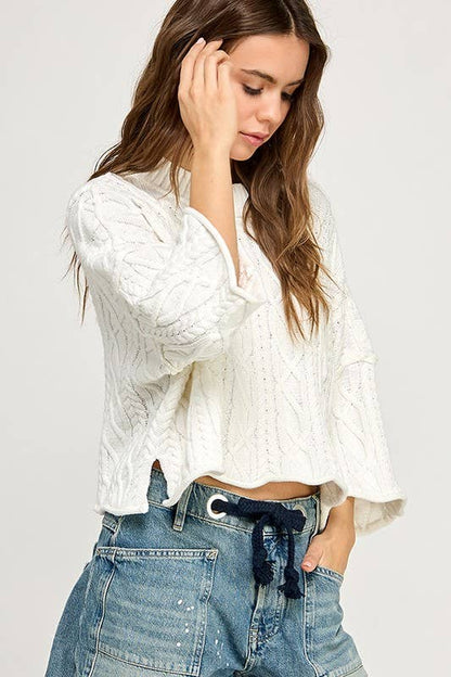 Frida Short Sleeve Cable Sweater