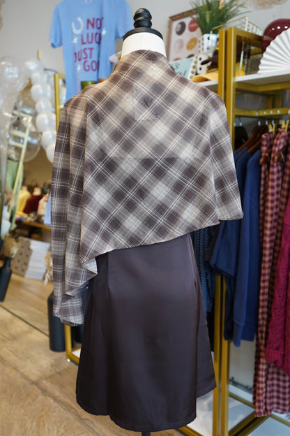 Hadley Plaid Layered Poncho Mini Dress