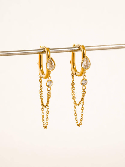 Lucienne Chain Link Drop Earrings | Waterproof Jewelry