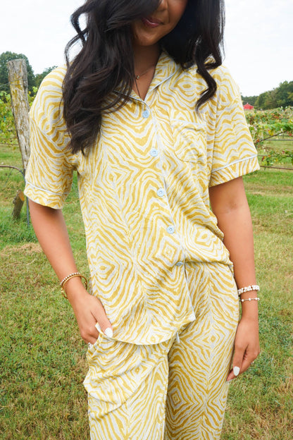 Chartreuse Zebra | Pajama Set