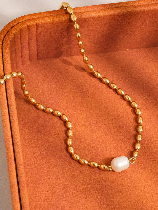 Vigne Pearl Ball Chain Necklace | Waterproof Jewelry