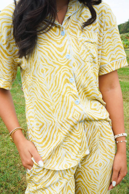 Chartreuse Zebra | Pajama Set