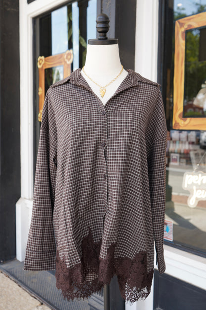 Eloise Plaid Lace Button Down