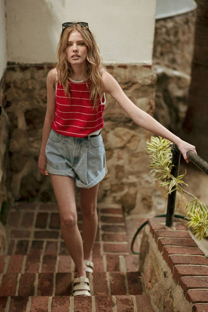 Summer Cuffed Denim Shorts