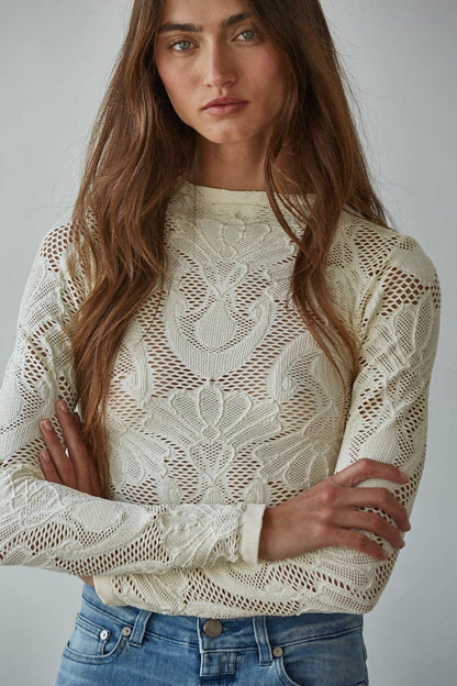 Bonnie Seamless Jacquard Mock Neck Long Sleeve