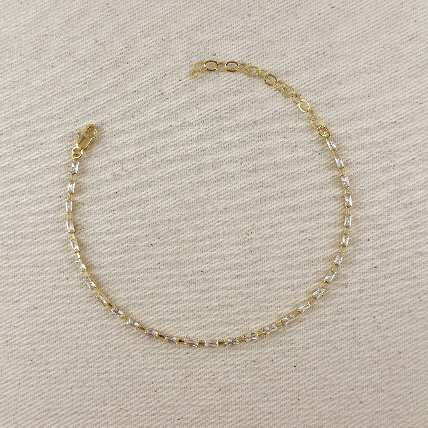 Crystal Baguette Anklet | Waterproof Jewelry