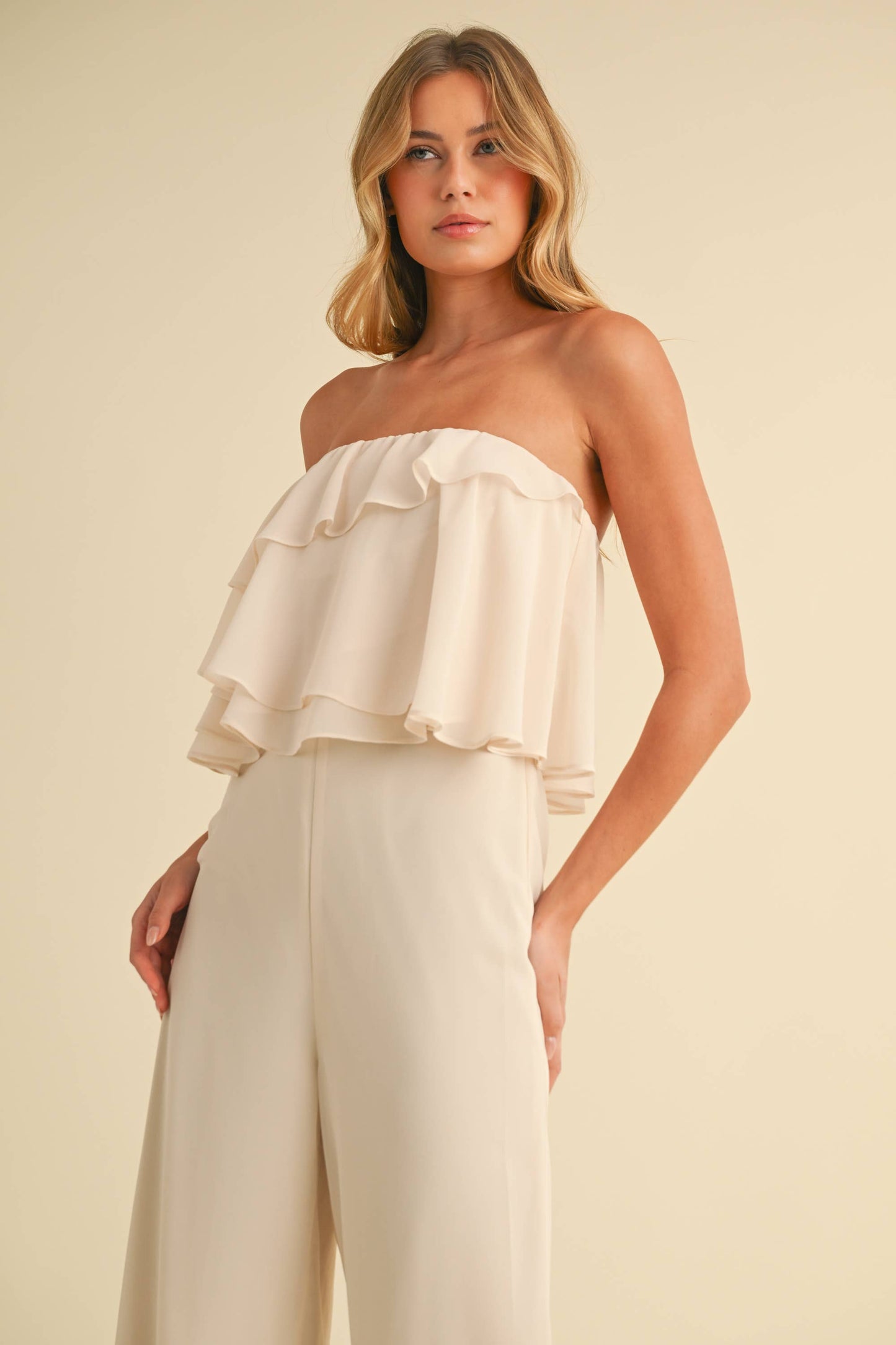 Carie Ruffle Tube Top Jumpsuit