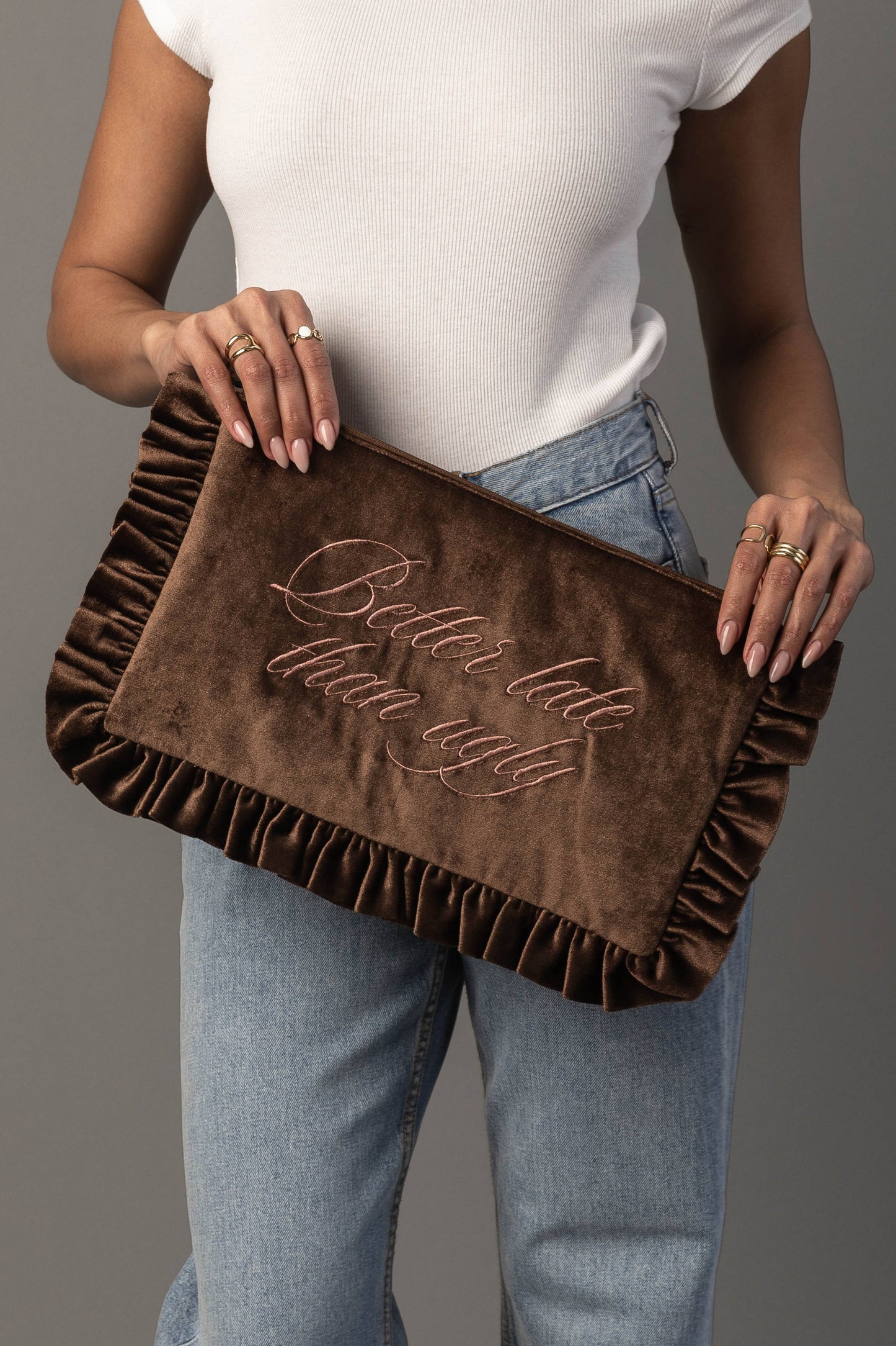 Velvet Ruffle Travel Pouch