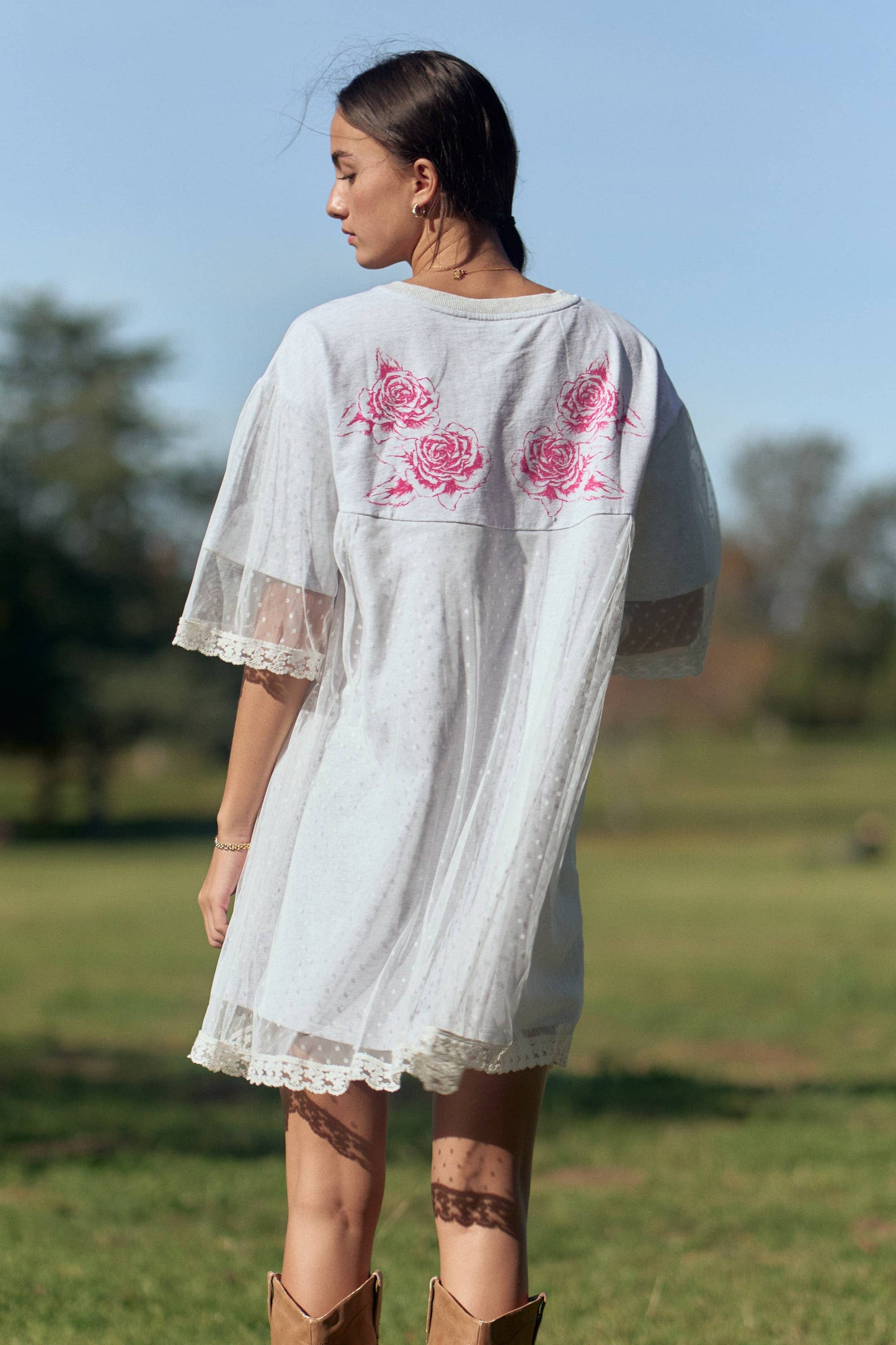Angel Lace Layered T-shirt Dress