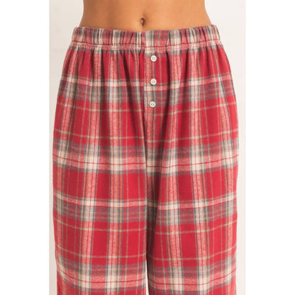 Kenzi Plaid Wide-Leg Pants