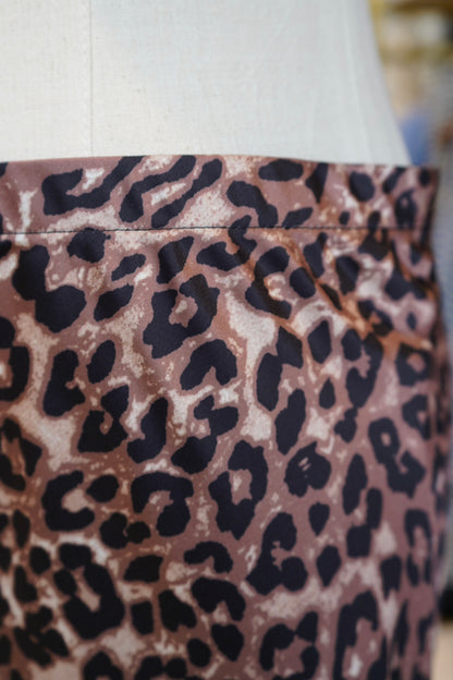 Bri Leopard Print Satin Maxi Skirt