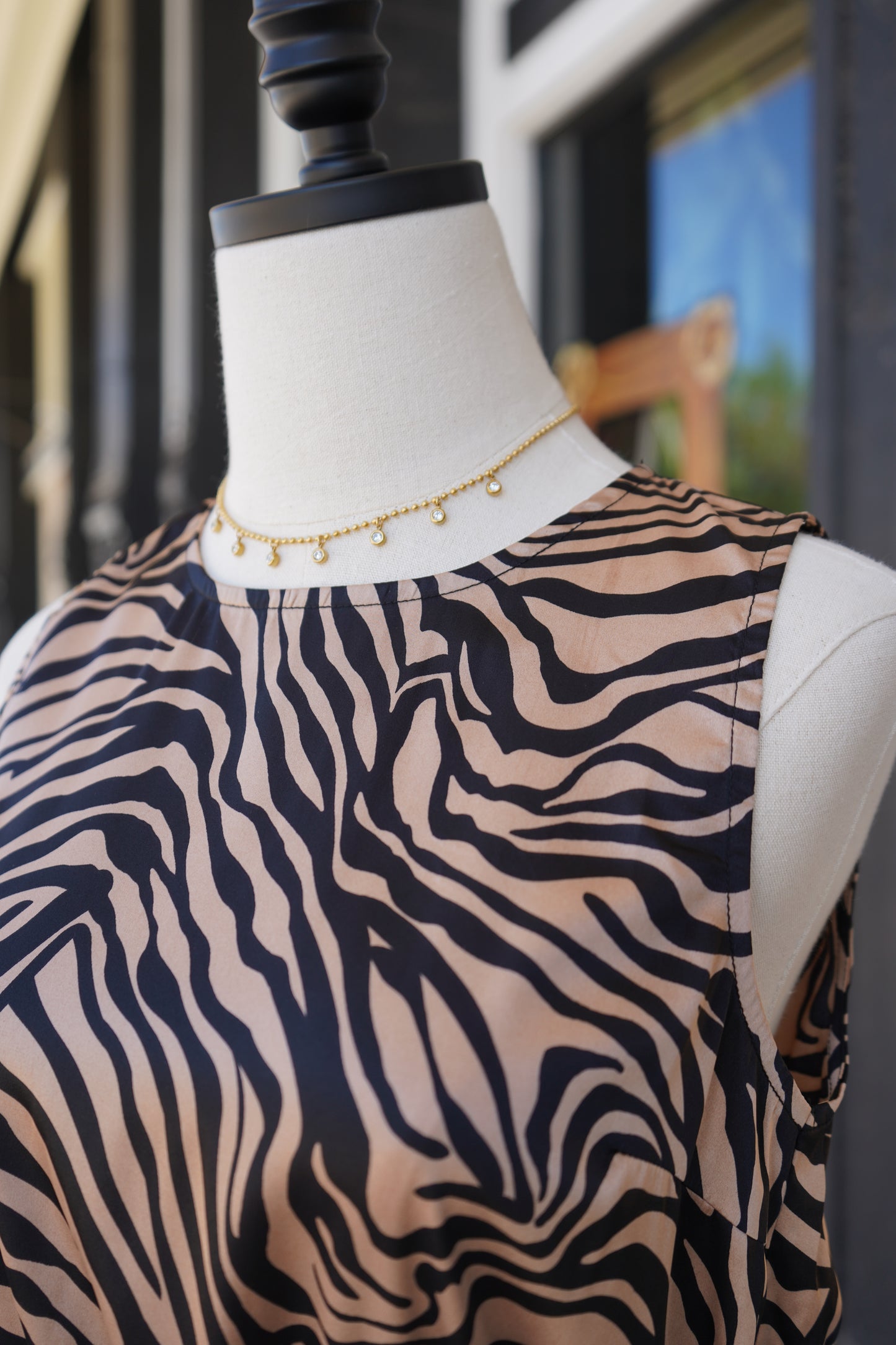 Kitty Zebra Smocked Tank