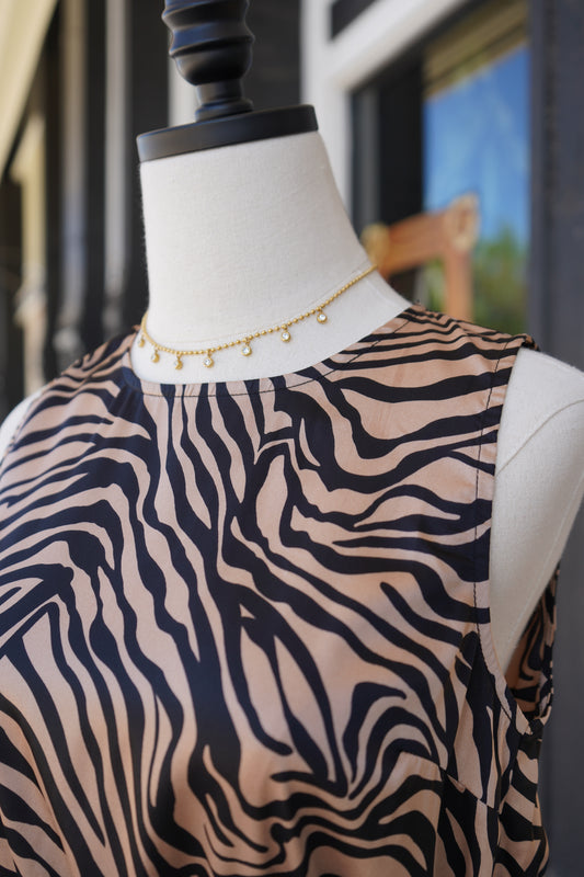 Kitty Zebra Smocked Tank