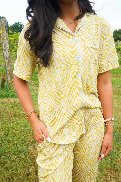 Chartreuse Zebra | Pajama Set