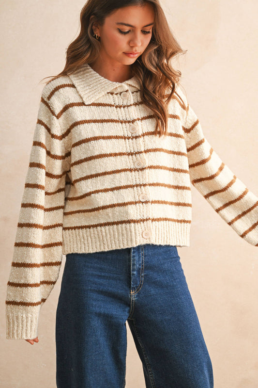 Fran Striped Button Cardigan