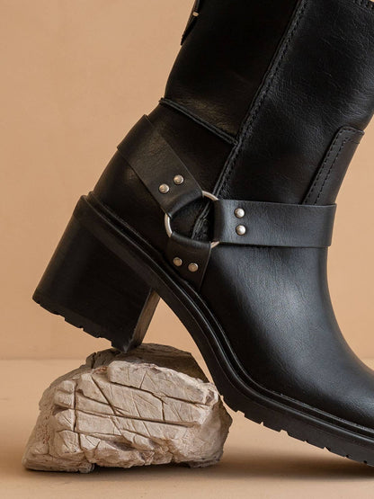 The Clyde Black Moto Ankle Boot
