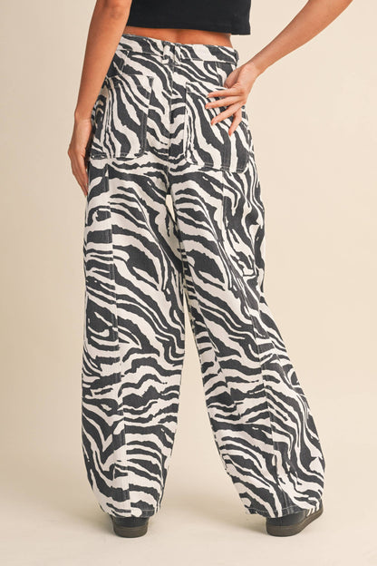 Val Zebra Print Barrel Pants