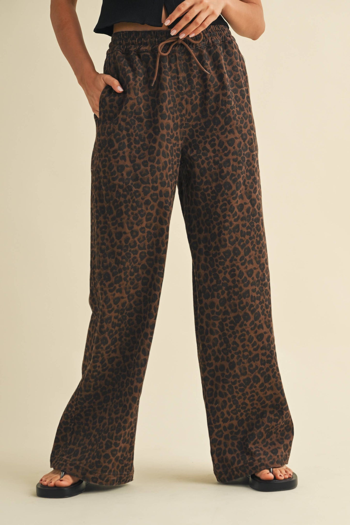 Carli Leopard Wide Leg Track Pants