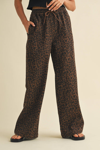 Carli Leopard Wide Leg Track Pants