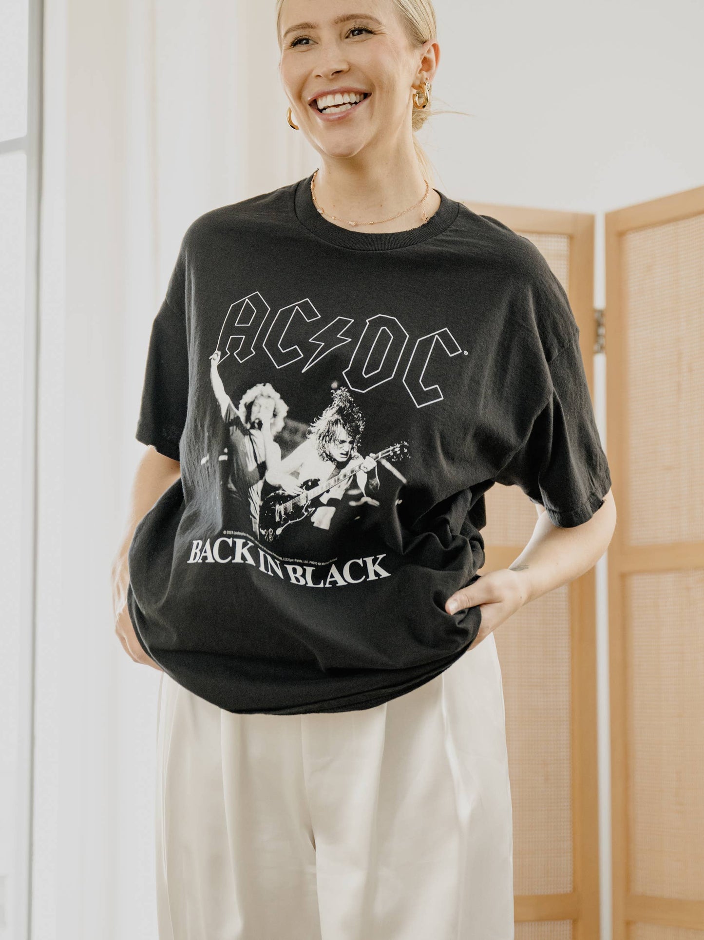ACDC Back in Black Graphic Licensed Black Thrifted Tee