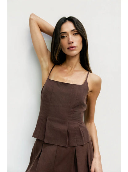 Mae Pleated Linen Tank