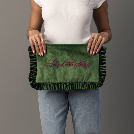 Velvet Ruffle Travel Pouch