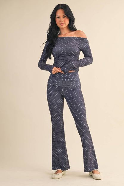 Mable Polka Dot Print Off The Shoulder Top